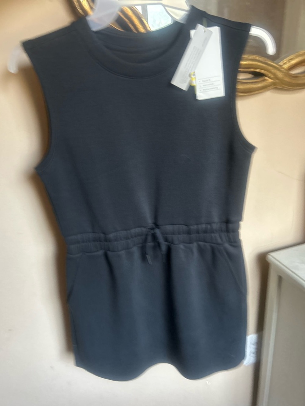 Girls all in motion Black Sleeveless Drawstring sports dress, L 10-12